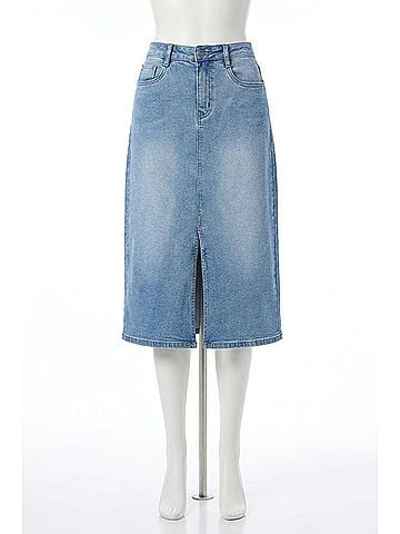 Joseph Ribkoff A-Line Midi Skirt in Denim Blue (view 1)