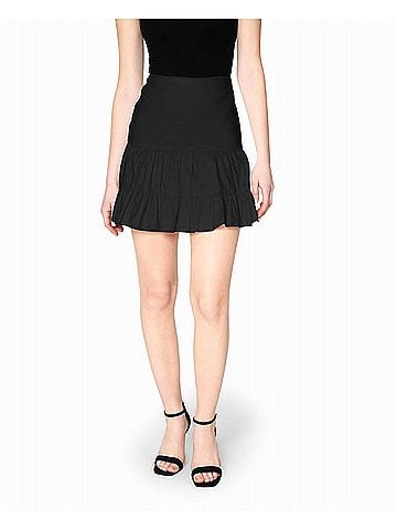 Nicole Miller Cotton Metal Flounce Mini Skirt in Black (view 2)