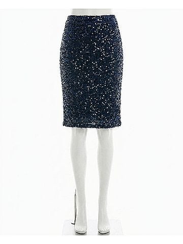 Nicole Miller Sophia Velvet Sequin Knee Length Skirt in Navy (view 1)