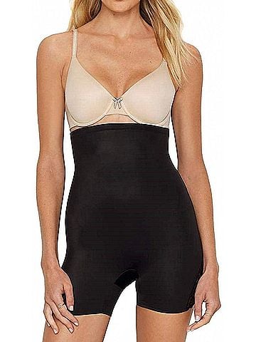 Miraclesuit Shape Away With Back Magic Lace Hi-Waist Boyshort in Black (view 2)