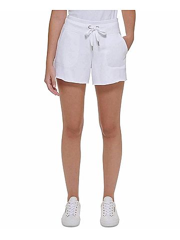 Calvin Klein Women's Performance Ribbed Waistband Shorts in White (view 2)