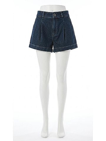 Paige Camille Pleated Denim Shorts in Ballast (view 1)