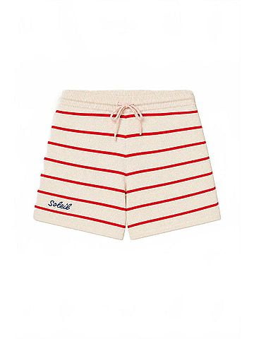 Trovata Emery Pull-On Sweater Short in Antique White W Red Stripe (view 1)