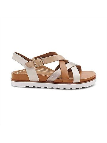 Aetrex Women's Carmen Low Platform Strap Sandal in Champagne Multi (view 1)