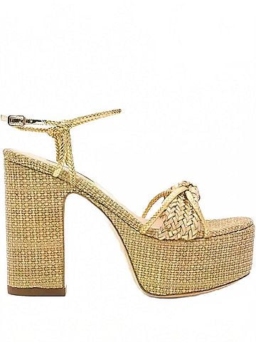 Casadei Women's Marbella Lux Platform Sandal in Gold (view 1)