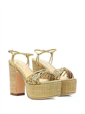 Casadei Women's Marbella Lux Platform Sandal in Gold (view 2)