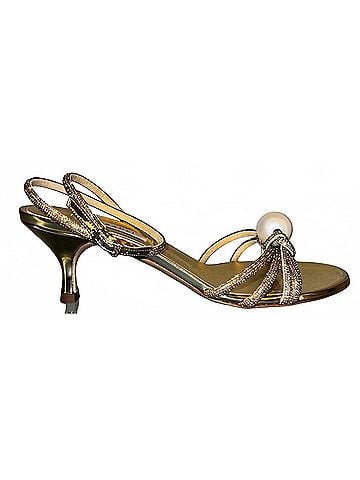 Casadei Women's Metallic Crystal Sandal With Pearl in Gold (view 1)