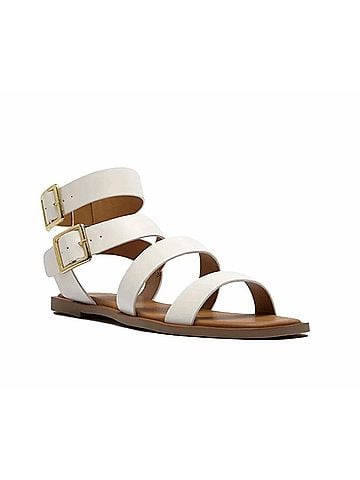 Qupid Women's Buckle Up Sandals in White (view 1)