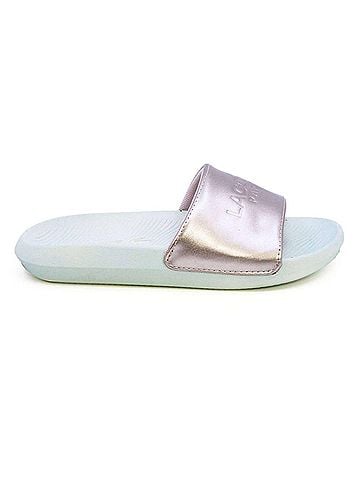 Lacoste Women's Croco Slide Sandals in Pink (view 1)