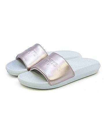 Lacoste Women's Croco Slide Sandals in Pink (view 2)