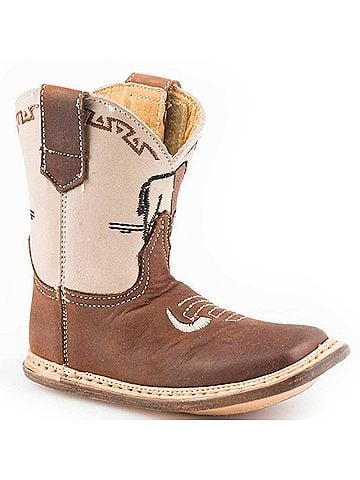 Roper Boys Vamp Cowbaby Boots 2 Mo in Brown (view 1)