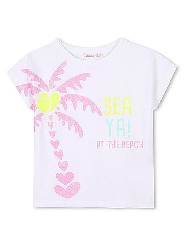 Billie Blush Girls Short Sleeves Graphic Shirt in White (view 1)