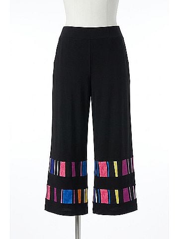 Joseph Ribkoff Cropped Color Block Wide Leg Trouser in Black/Multi (view 1)