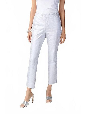 Joseph Ribkoff Metallic Ankle Length Trousers in White/Silver (view 2)