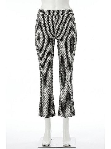 Joseph Ribkoff Geometric Print Straight Leg Pull-On Pants in Black/Moonstone (view 1)