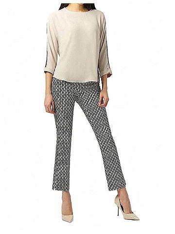 Joseph Ribkoff Geometric Print Straight Leg Pull-On Pants in Black/Moonstone (view 2)