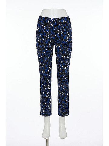 Joseph Ribkoff Patterned Mid-Rise Trousers in Black/Royal Sapphire (view 1)