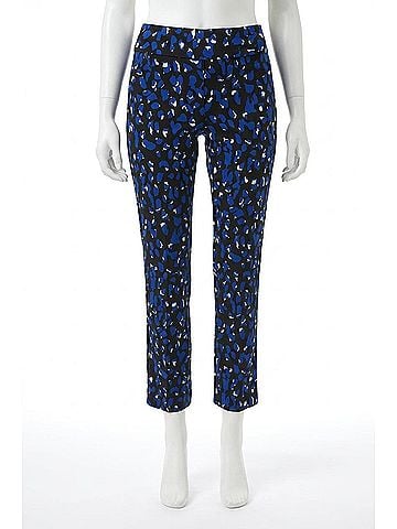 Joseph Ribkoff Geometric Print Pull-On Straight Leg Pants in Black/Royal (view 1)