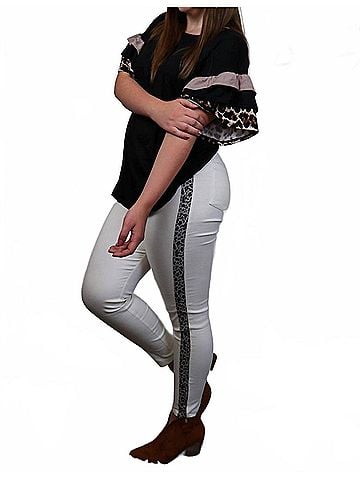 Umgee Leopard Pants in White (view 2)