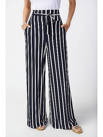 Joseph Ribkoff Striped Silky Knit Wide-Leg Pants in Midnight Blue/Multi (view 2)