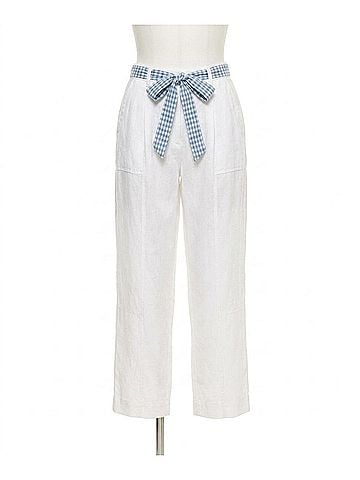 Bella Dahl Seam Pant With Printed Sash in White (view 1)