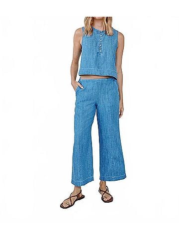 Bella Dahl Clean Waist Denim Pants in Island Blue Wash (view 2)