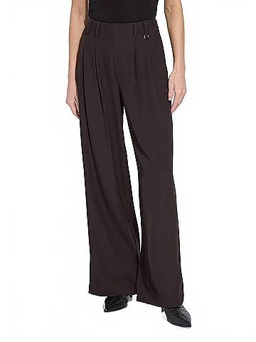 Lyssé Darcy Pleated Wide Leg Trouser in Double Espresso (view 2)