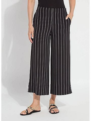 Lyssé Ava Cropped Palazzo Pant in Over And Over Line (view 2)