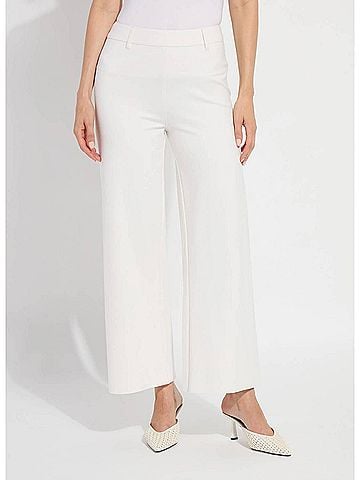 Lyssé Erin Hi Waist Wide Leg Pants in Chalk (view 2)