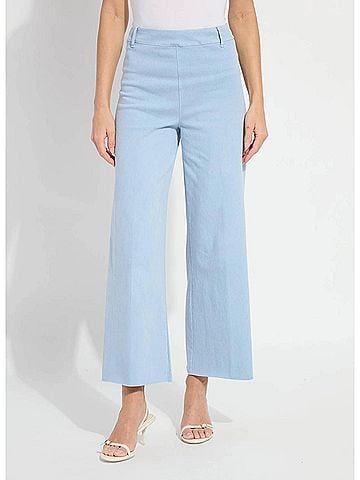 Lyssé Erin Wide Leg Denim Jeans in Antique Wash Chalk Blue (view 2)