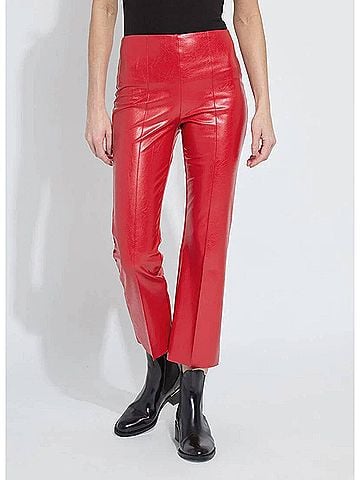 Lyssé Elysse Ankle Vegan Leather Pants in Extra Ordinary Red (view 2)