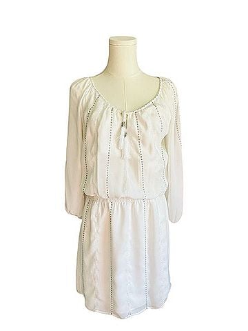 White House Black Market Smocked Blouson Dress Casual Dress (view 1)