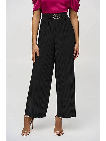 Joseph Ribkoff Pleated Pull On Wide-Leg Pants in Black (view 2)