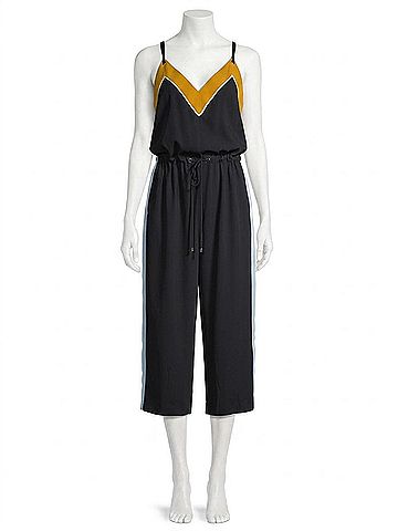 Ted Baker London Darvva V-Neckline Drawstrings Cotton Sleeveless Jumpsuit in Black (view 1)