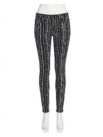 Rag & Bone Women Barcode Printed Mid Rise Skinny Jeans Leggings in Black/White (view 1)