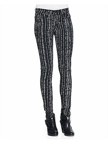 Rag & Bone Women Barcode Printed Mid Rise Skinny Jeans Leggings in Black/White (view 2)