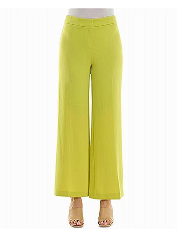 Nicole Miller Claire Stretch Crepe Wide Leg Pants in Citrine (view 2)