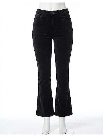 Paige Flaunt Femme Ankle Flare Pants in Black Velvet (view 1)