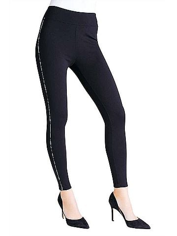 Kensie Combo Snakeskin Leggings in Black (view 2)