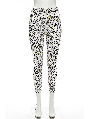 Kensie Printed Folded Waistband High Rise Length Leggings in Cheetah Print (view 1)