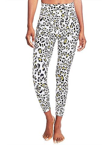 Kensie Printed Folded Waistband High Rise Length Leggings in Cheetah Print (view 2)