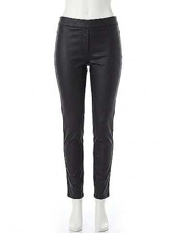 Umgee Metallic Slim Straight Leg Plus Jegging in Mat Black (view 1)