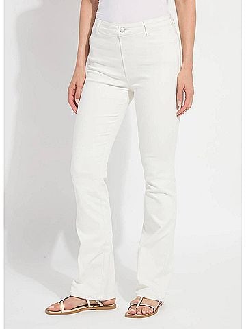 Lyssé Estelle Everyday Flare Denim Jeans in Ecru White (view 2)
