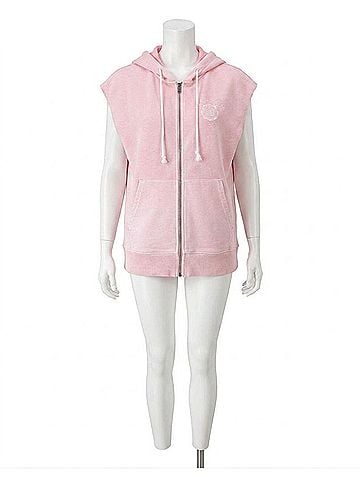 Champion French Terry Sleeveless Hoodie, 1919 Rochester Ny Graphic Sun Dye in Chantilly Pink (view 1)