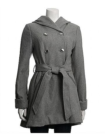 Jessica Simpson Women's Double Breasted Hooded Coat in Heather Grey (view 1)