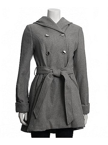Jessica Simpson Women's Double Breasted Hooded Coat in Heather Grey (view 2)