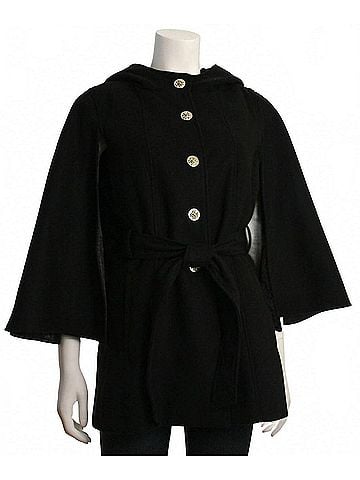 Jessica Simpson Women's Hooded Belted Cape in Black (view 2)