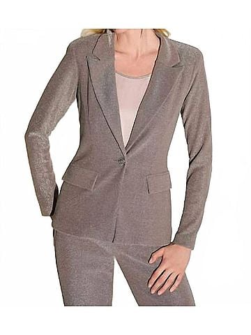 Joseph Ribkoff Novelty Knit Fitted Blazer in Taupe (view 2)