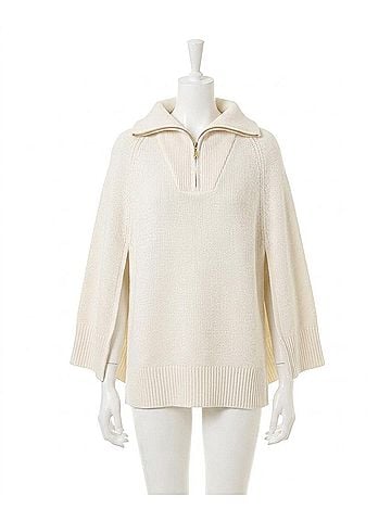 Echo Texture Knit Cape in Vanilla (view 1)