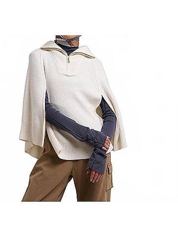 Echo Texture Knit Cape in Vanilla (view 2)